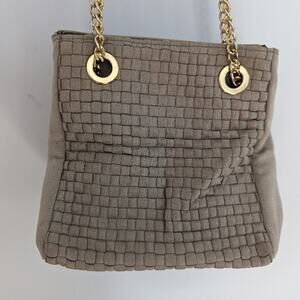 VintageWomen's Inge Christopher Braided Purse Shoulder Bag Taupe Grey Quilted